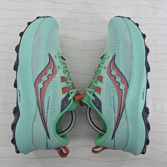 Saucony Womens Peregrine 13 Mint Green Trail Running Hiking Shoes S10838-25 Sz 9 - Picture 10 of 14